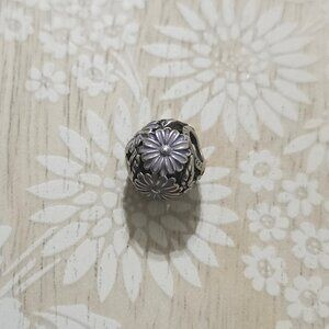 Pandora Sterling Silver Purple Flower Daisy Bead Charm